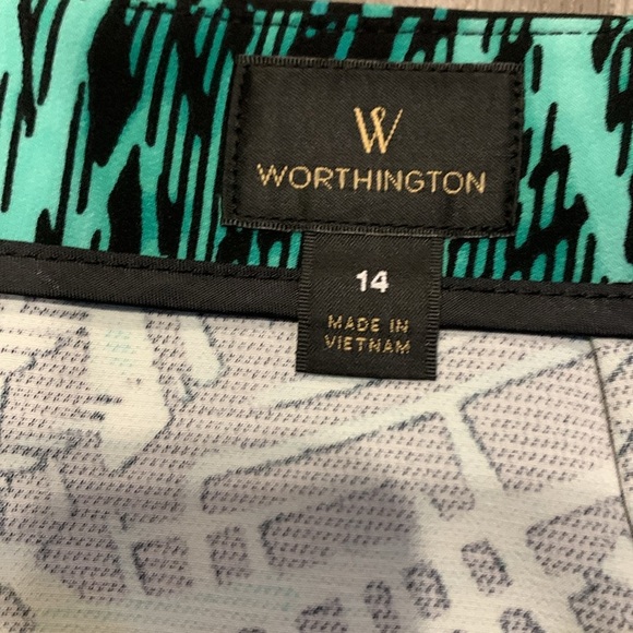Worthington NWT Palm Leaf Black/Shades Of Green Skirt 14 - Picture 4 of 8